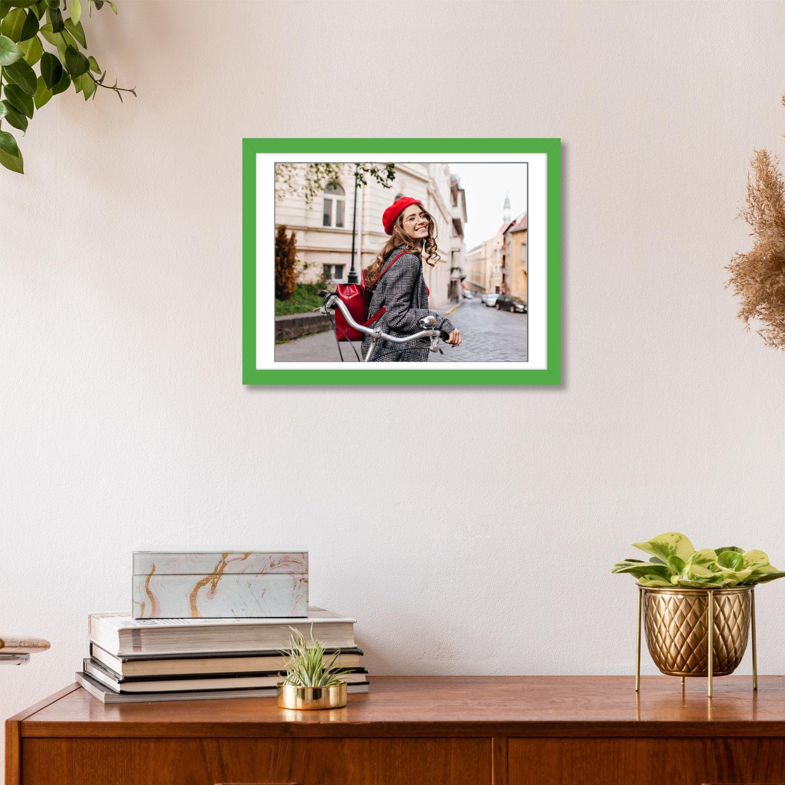 wyooxoo 12x16 Picture Frame Green Made of Solid Wood Photo Frames Display Pictures 11x14 with Mat or 12x16 Without Mat Colorful